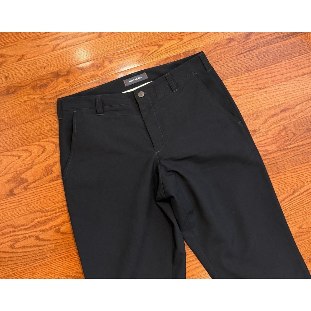 Bluffworks Original Pants Mens 34x32 Regular Fit Black Travel Chino Ascender